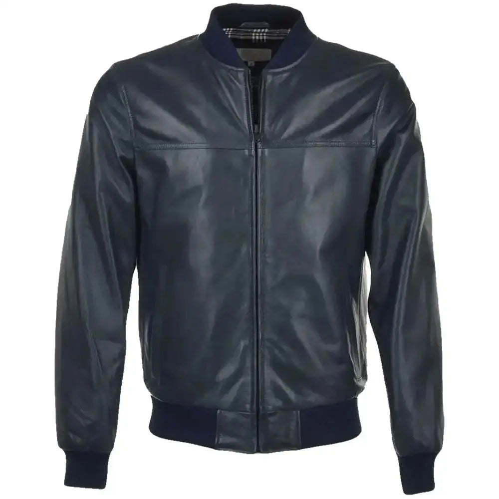 Mens Zinc Leather Bomber Jacket-0