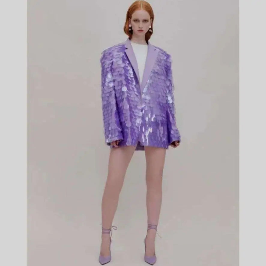 Lavender Sequin Fashion Suit Blazer