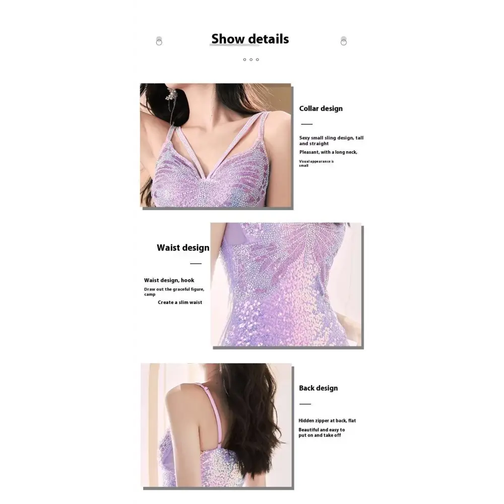 Lavender Sequined Evening Dress Mermaid Gown