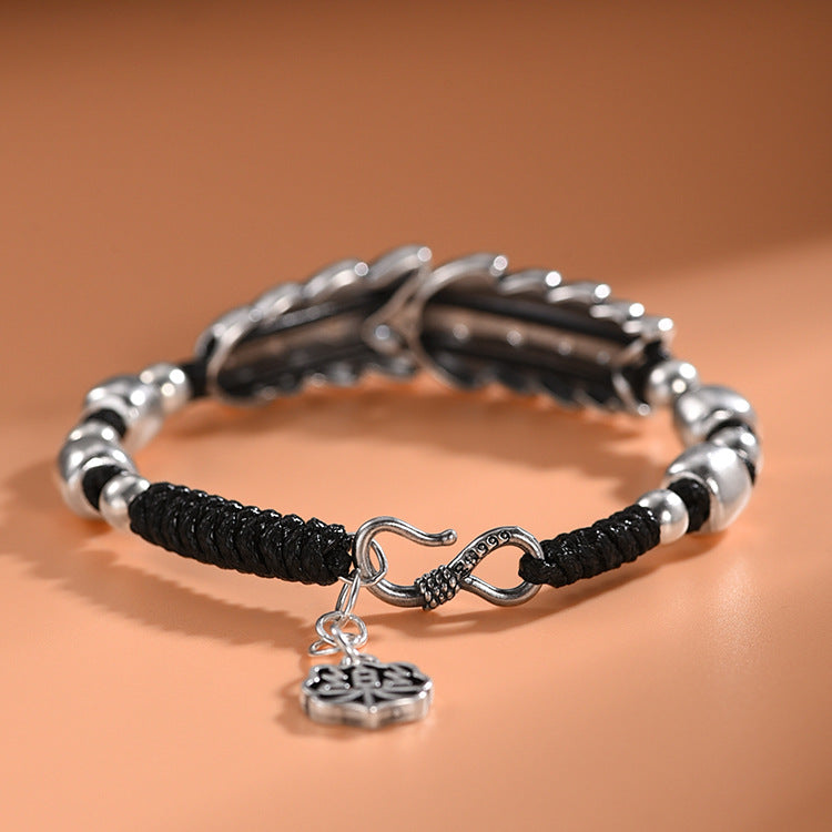 S999 Sterling Silver Handwoven Barley Bracelet