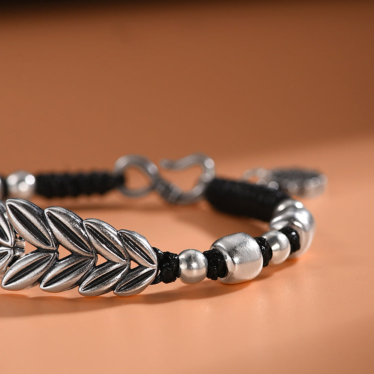 S999 Sterling Silver Handwoven Barley Bracelet