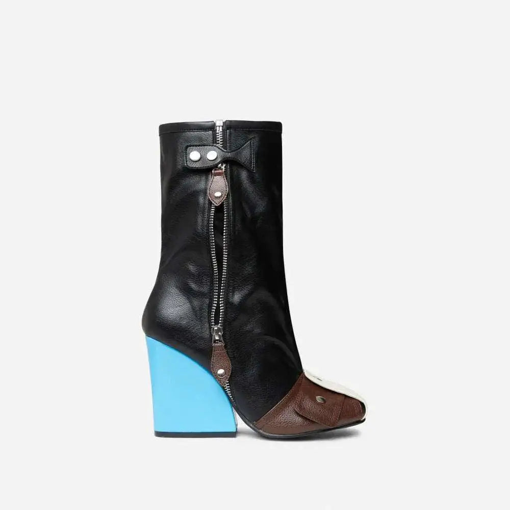 Leather Wedge High Heel Short Tube Boots