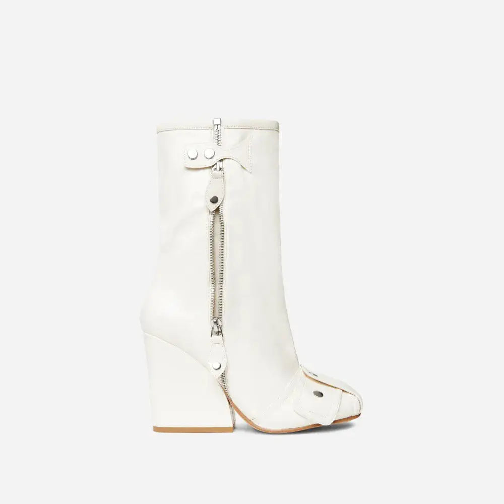 Leather Wedge High Heel Short Tube Boots