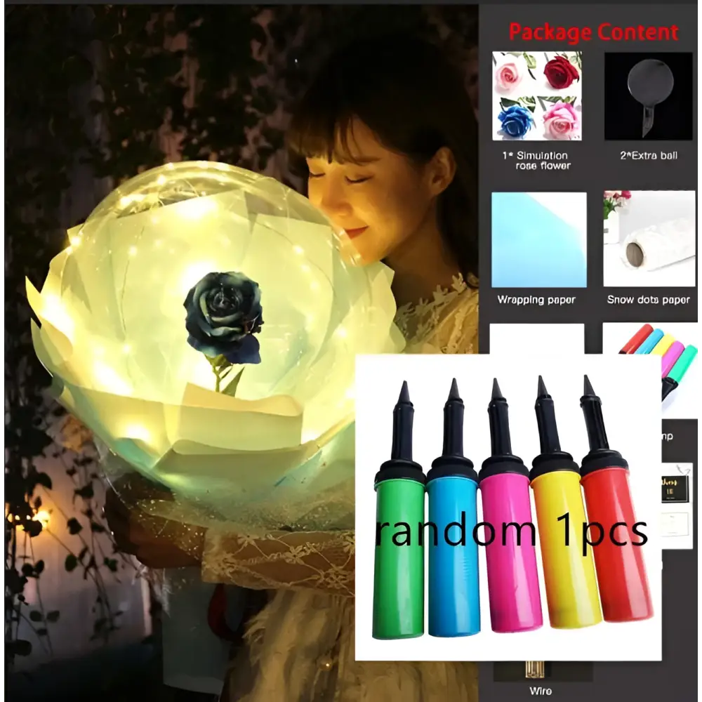 LED Luminous Balloon Rose Bouquet Transparent Bobo Ball