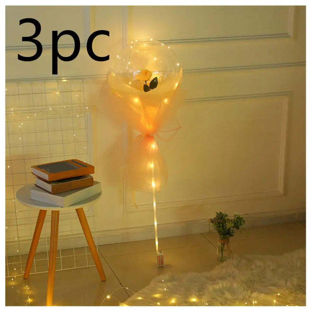 LED Luminous Balloon Rose Bouquet Transparent Bobo Ball
