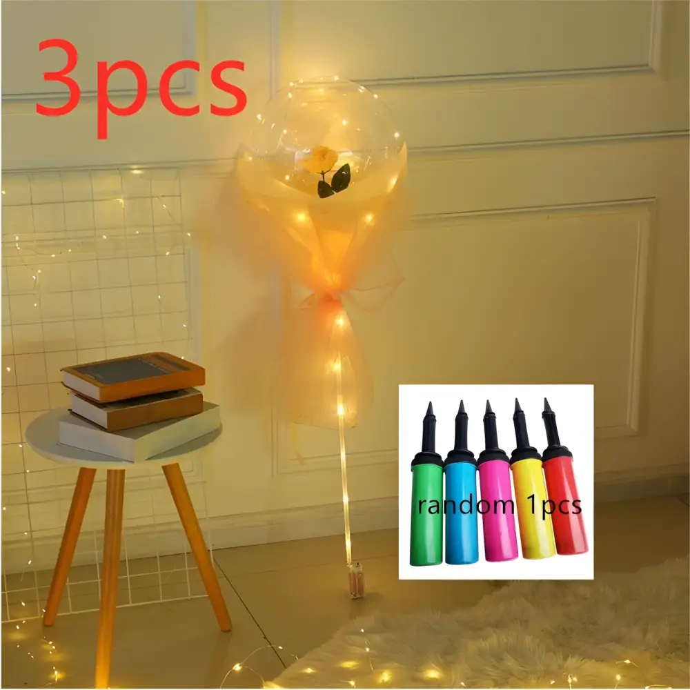 LED Luminous Balloon Rose Bouquet Transparent Bobo Ball