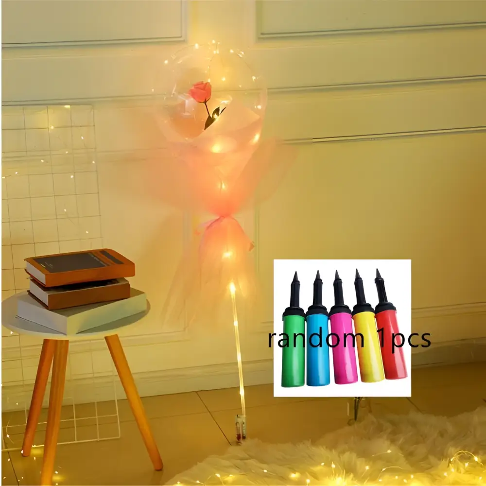 LED Luminous Balloon Rose Bouquet Transparent Bobo Ball