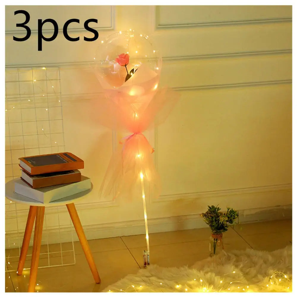 LED Luminous Balloon Rose Bouquet Transparent Bobo Ball