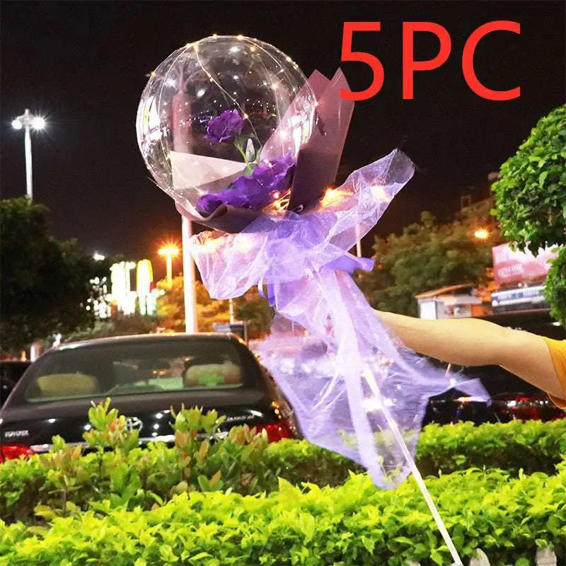 LED Luminous Balloon Rose Bouquet Transparent Bobo Ball
