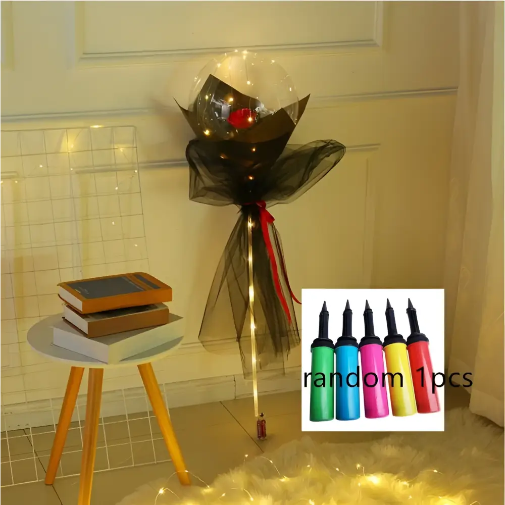 LED Luminous Balloon Rose Bouquet Transparent Bobo Ball