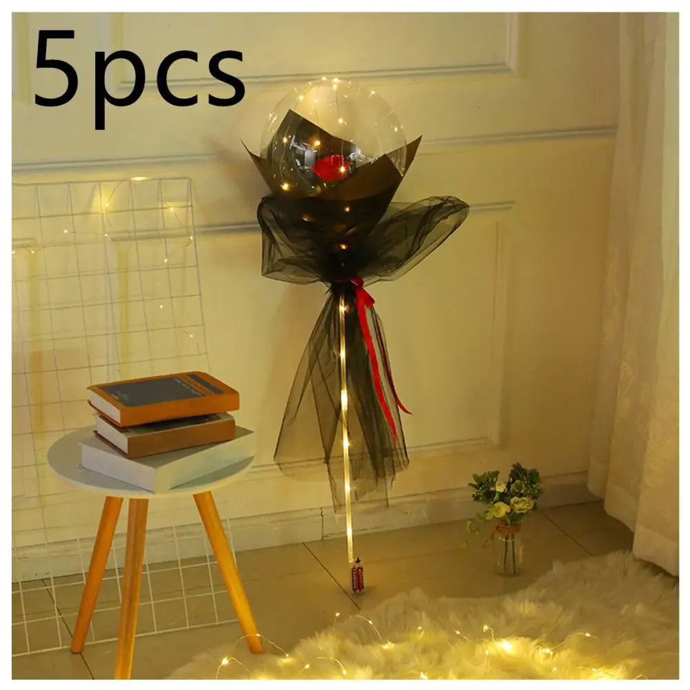 LED Luminous Balloon Rose Bouquet Transparent Bobo Ball