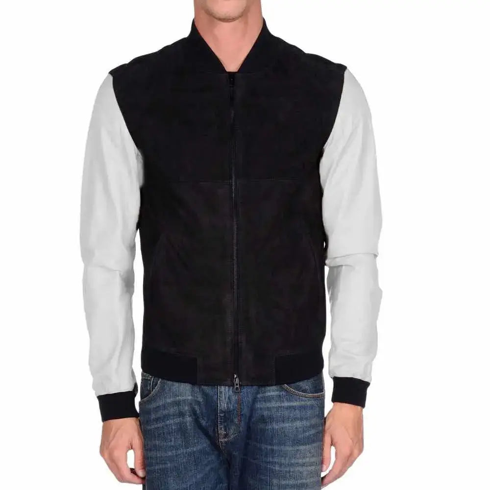 Men's Letterman Varsity Leather Motorcycle Fashion Jacket-1