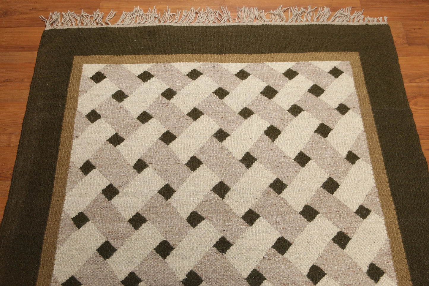 5' x 7' Hand woven Vintage Afghan Kilim 100% wool Area rug Beige-3