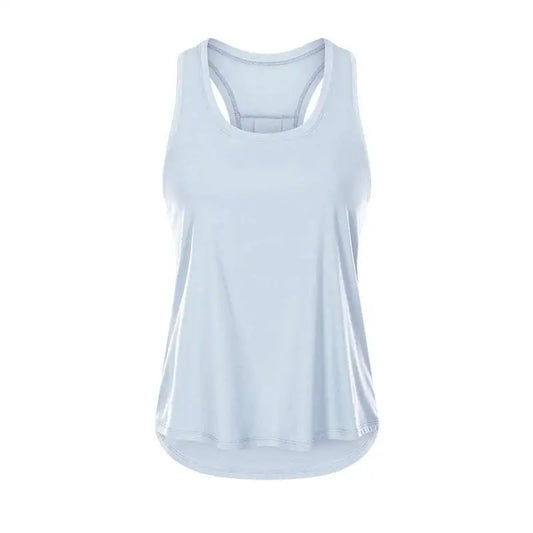 Light Blue Nude Sleeveless Yoga Uniform Blouse