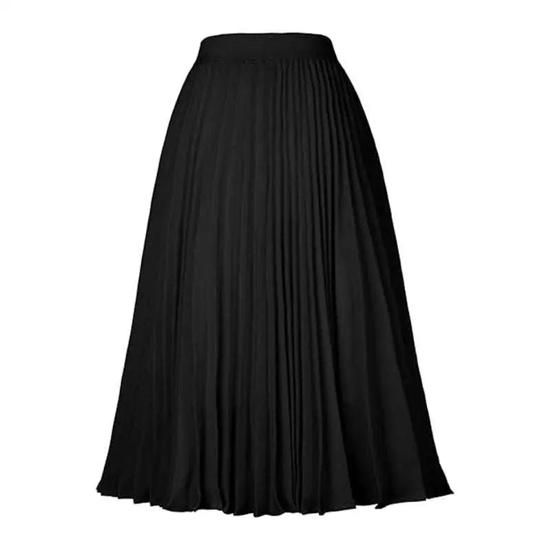Light Blue Pleated Large Swing Casual Skirt