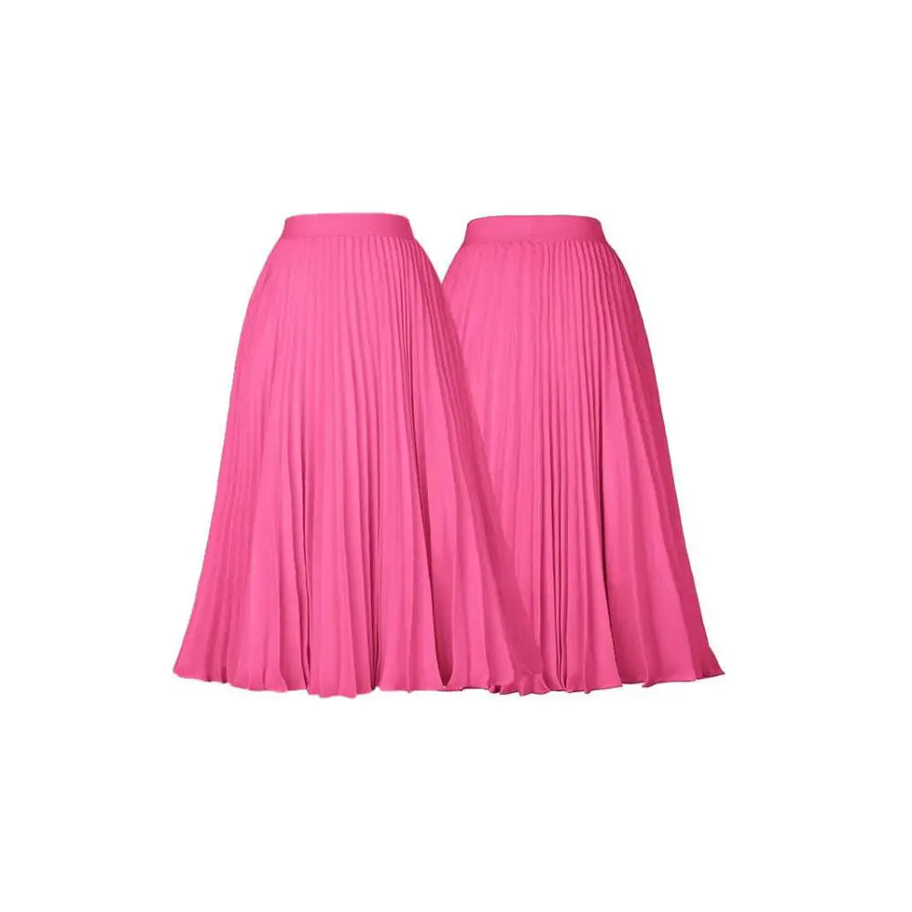 Light Blue Pleated Large Swing Casual Skirt