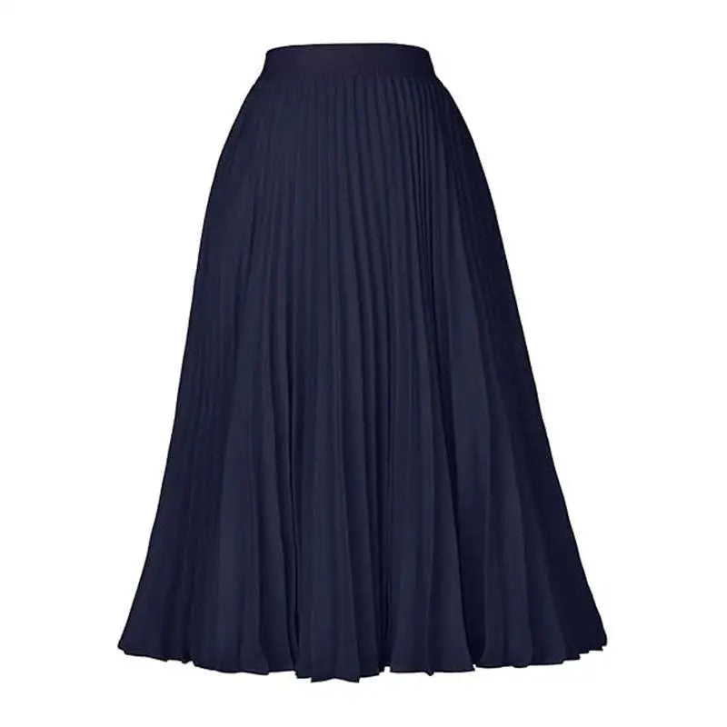 Light Blue Pleated Large Swing Casual Skirt