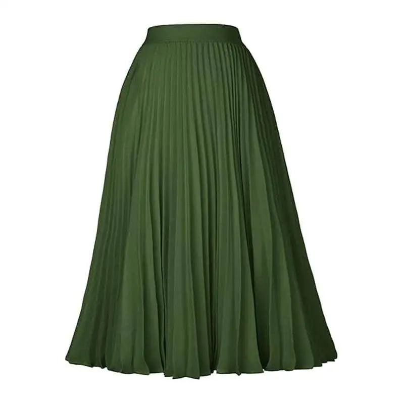 Light Blue Pleated Large Swing Casual Skirt