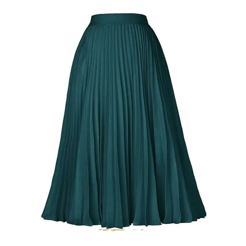 Light Blue Pleated Large Swing Casual Skirt