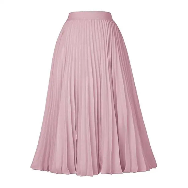 Light Blue Pleated Large Swing Casual Skirt