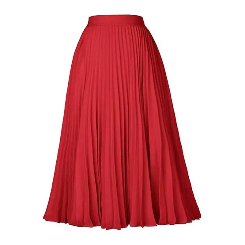 Light Blue Pleated Large Swing Casual Skirt