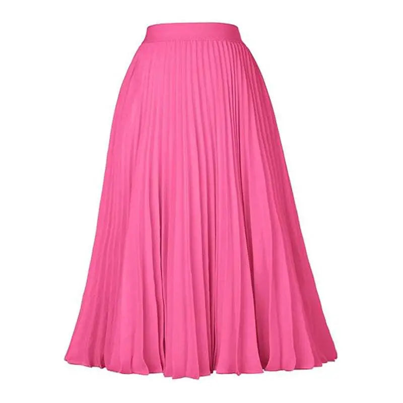 Light Blue Pleated Large Swing Casual Skirt