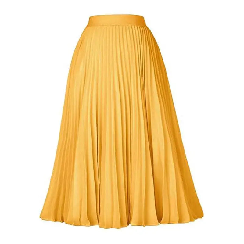 Light Blue Pleated Large Swing Casual Skirt