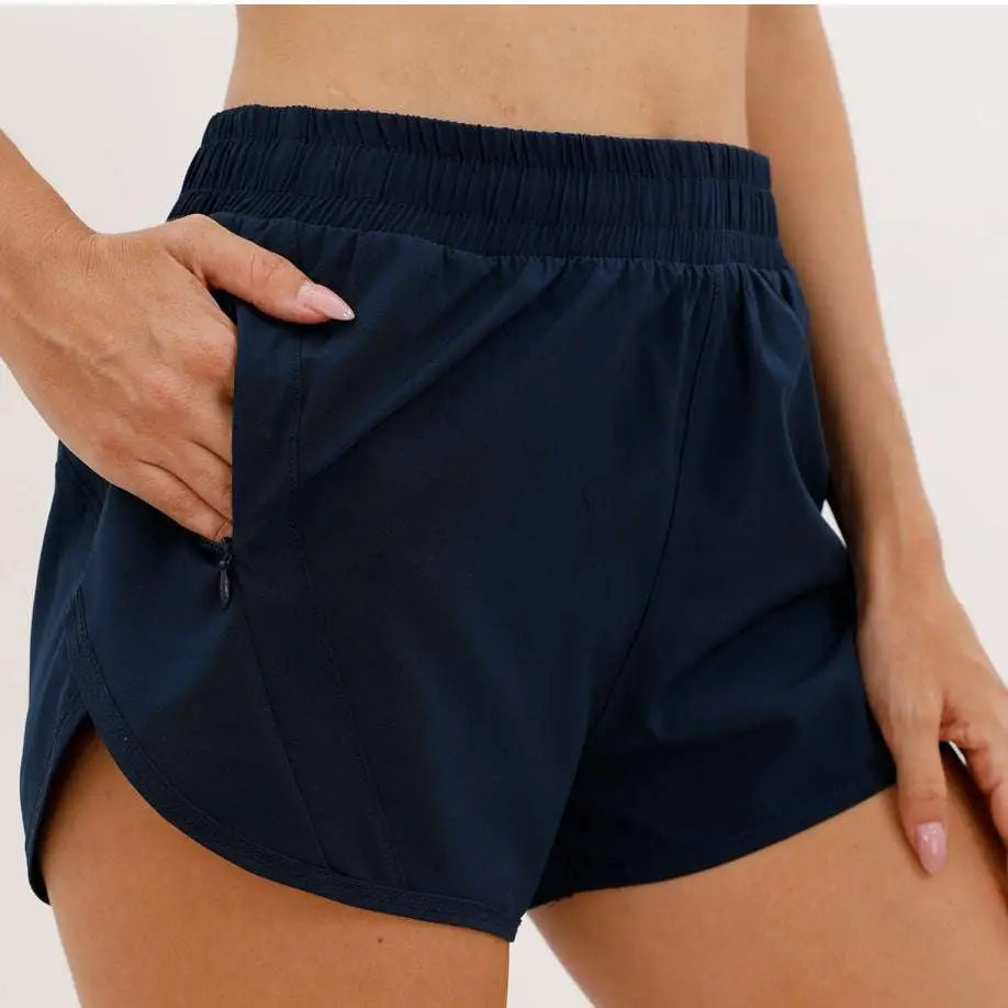 Light Blue Summer Sports Shorts with Zipper Pockets
