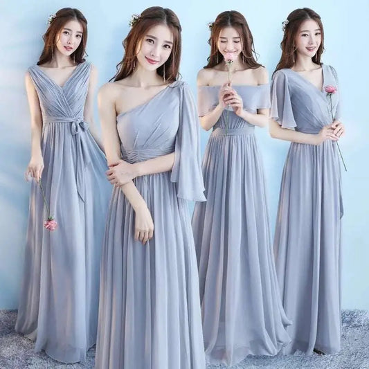 Light Gray Chiffon Wedding Bridesmaid Dresses