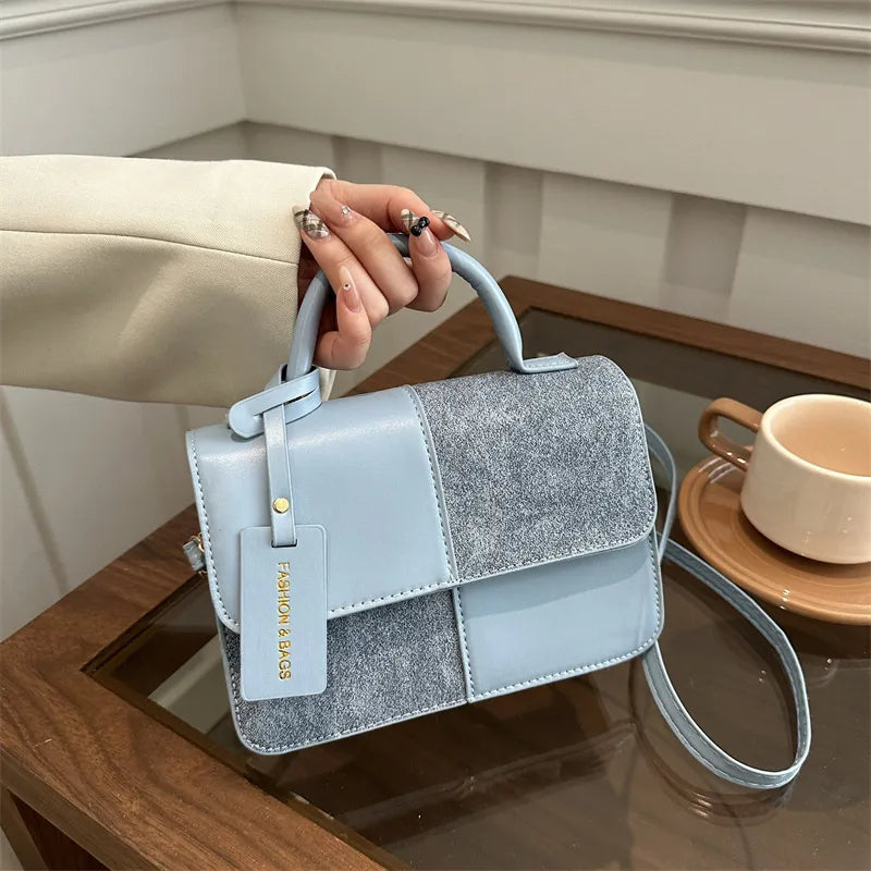 light blue pu leather classy handbag