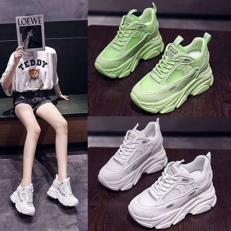 Lime Green Mesh Shoes Casual Sports Single Sneakers