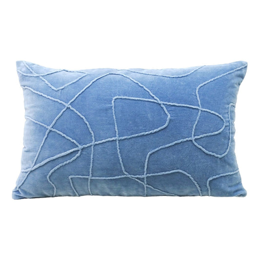 Linden Solid Velvet Embroidered Decorative Pillow 14"x24"