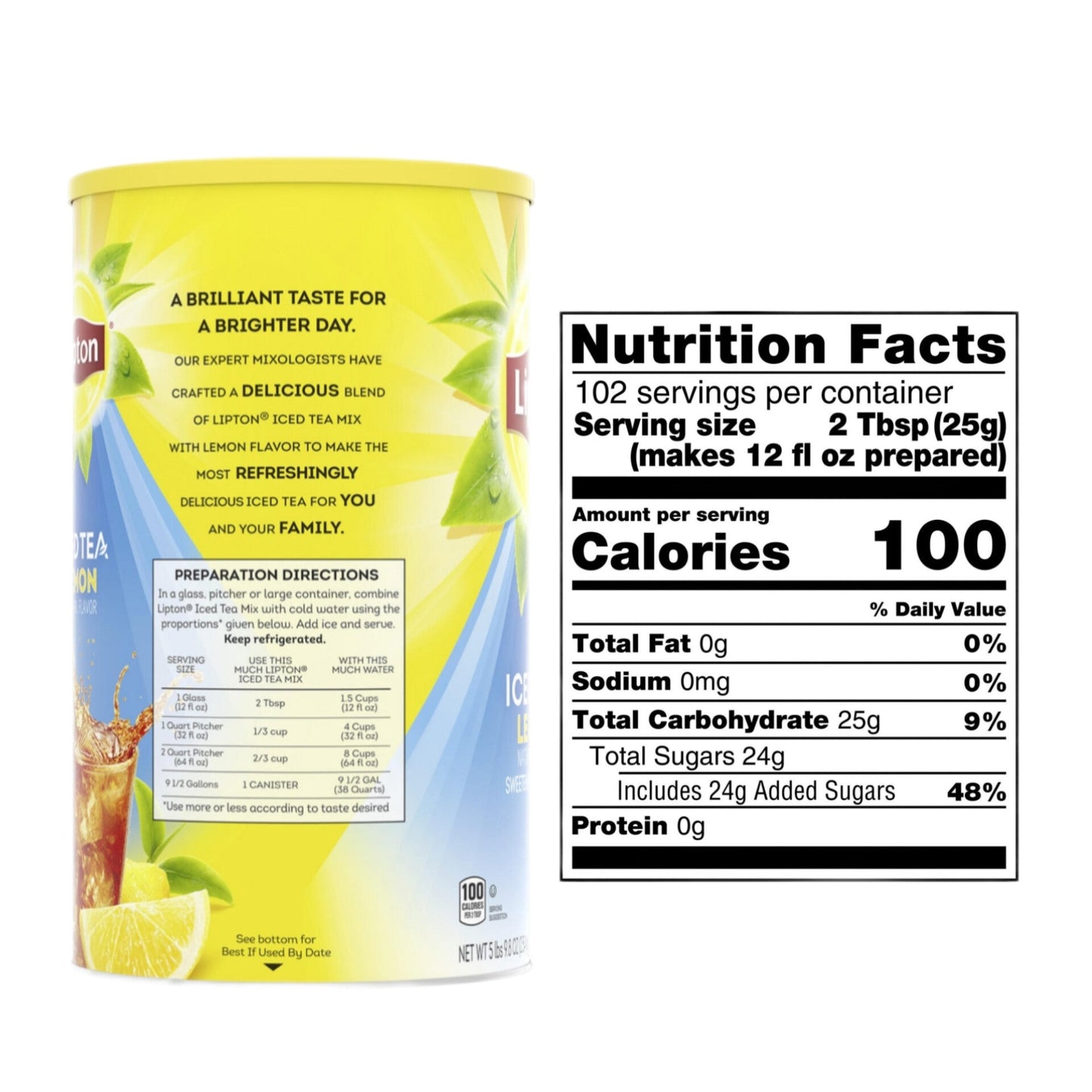 Lipton Lemon Iced Tea Mix 89.8 oz Sweetened Instant Powder 5 pk.