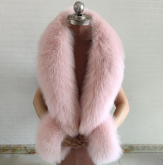 Élise Couture Genuine Pink Fox Fur Horn Collar – Handmade Designer Statement Neck & Cuff Accessory