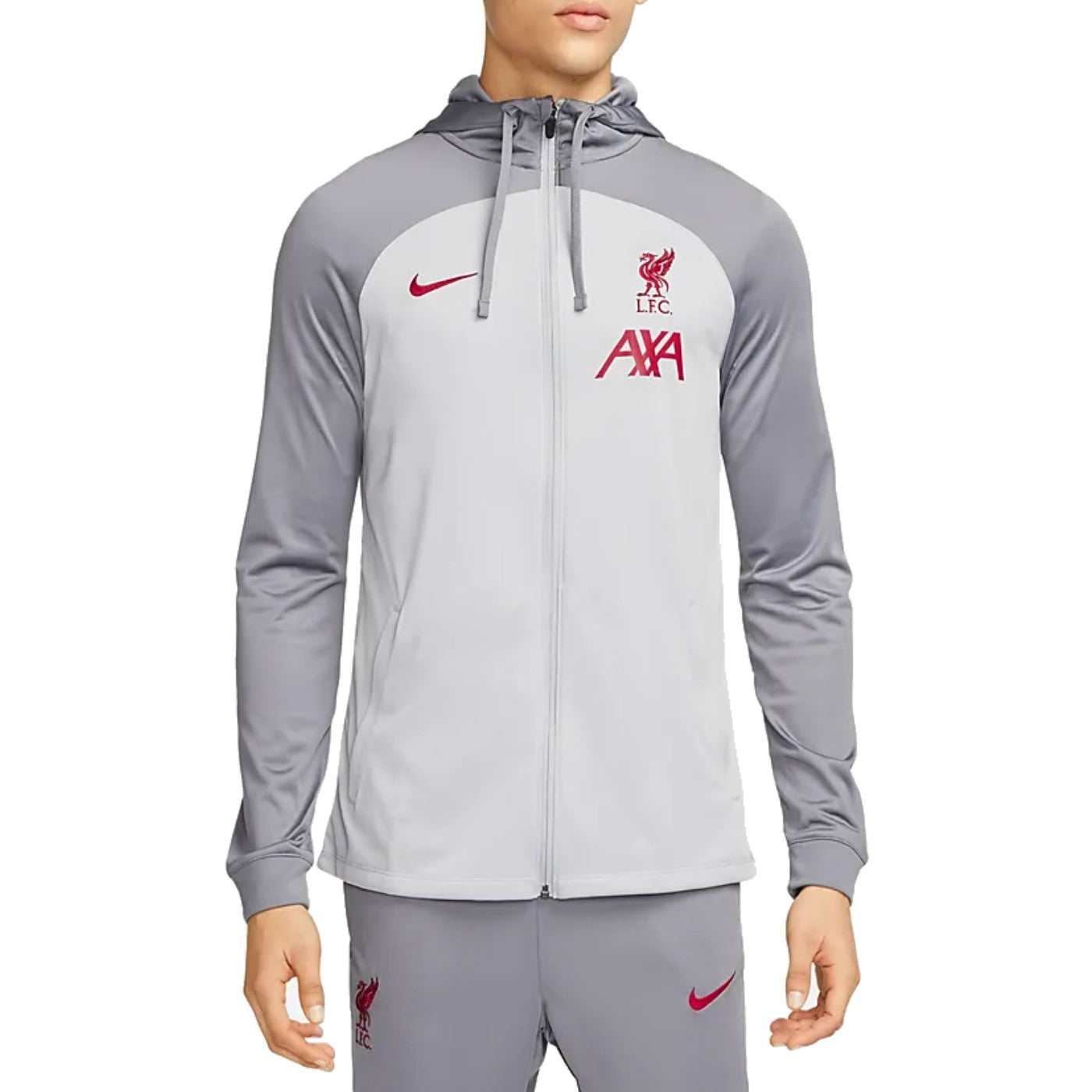 Liverpool FC grey training presentation hooded tracksuit 2023 - Nike-0
