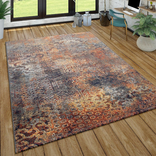 Living Room Rug Used Look industrial Style Multicolored-0