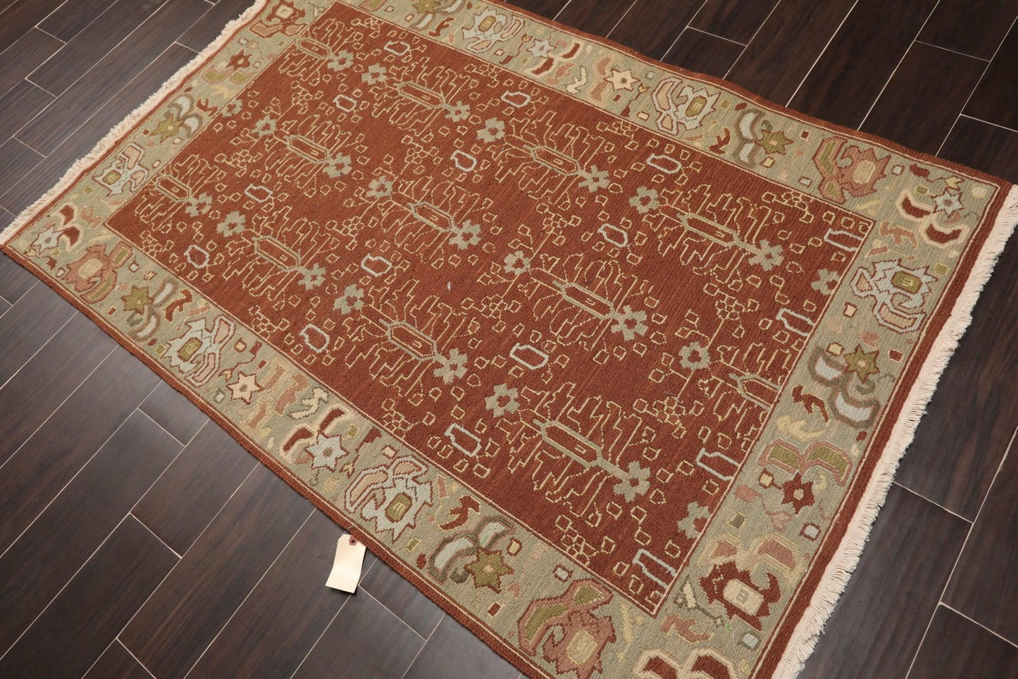 3'10" x 5'10" Hand Knotted Wool Reversible Panel Area Rug Brown-2