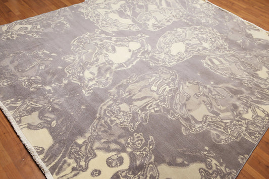 8' x 10' Modern 100% Wool Oriental Area rug 8x10 ft Gray-0