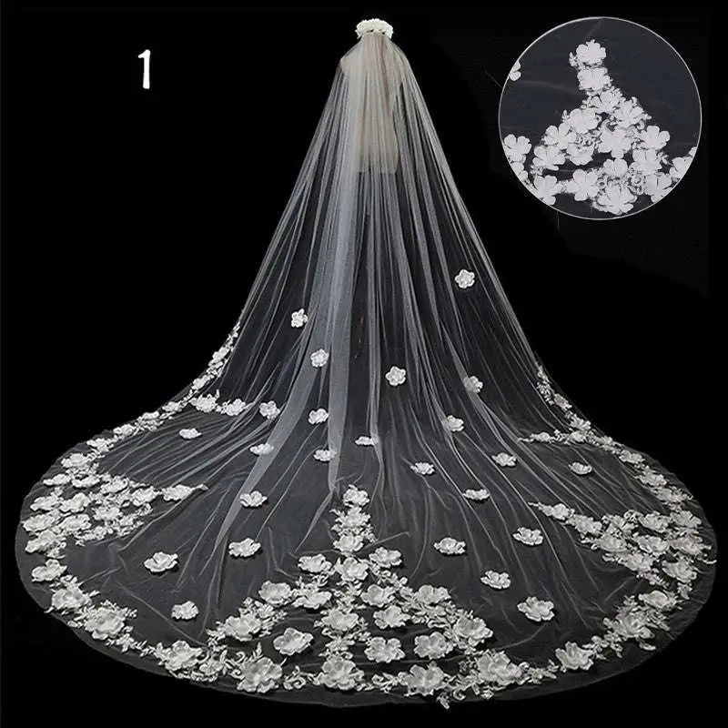 Long Lace Wedding Veil Meters Wide Style