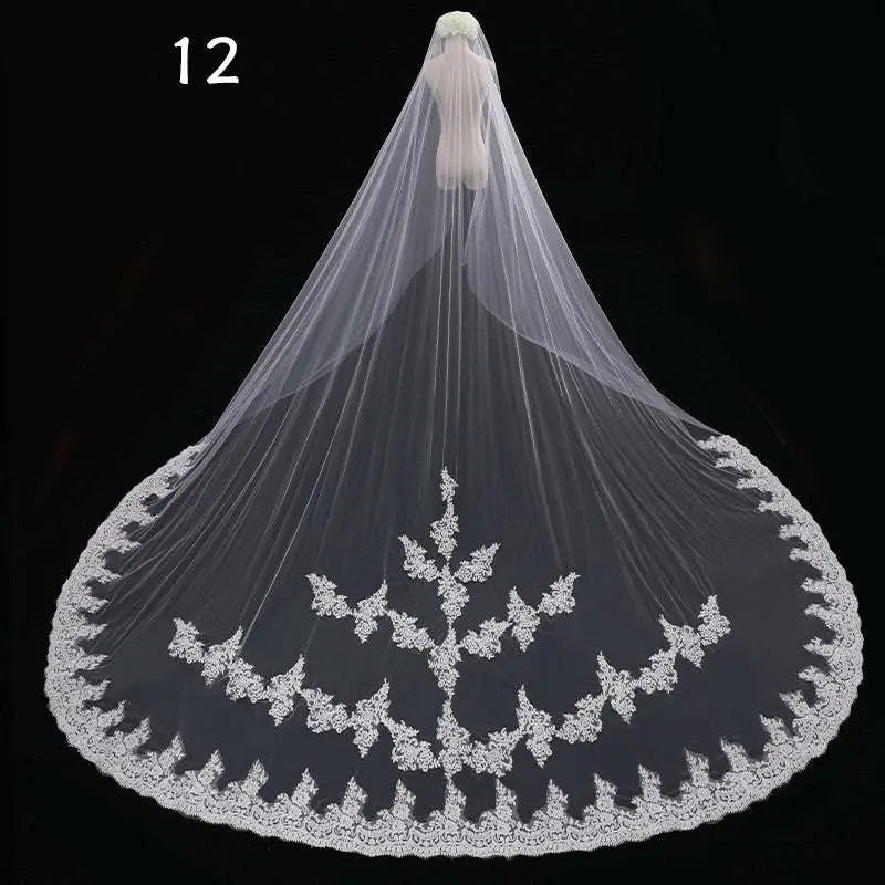 Long Lace Wedding Veil Meters Wide Style