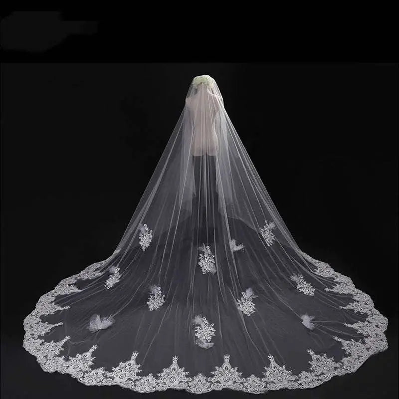 Long Lace Wedding Veil Meters Wide Style