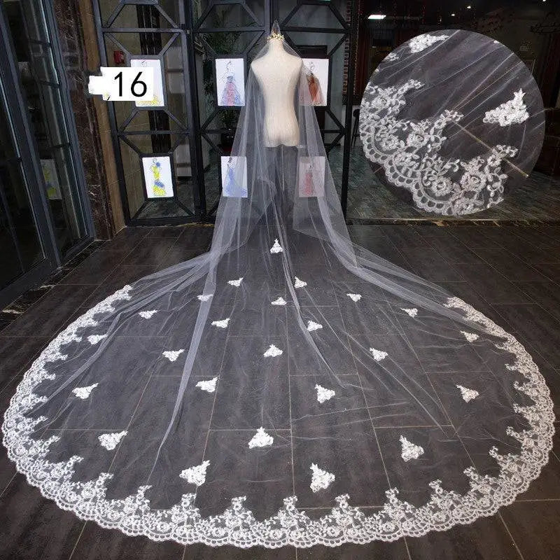 Long Lace Wedding Veil Meters Wide Style