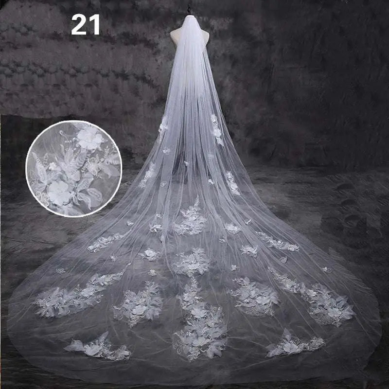 Long Lace Wedding Veil Meters Wide Style