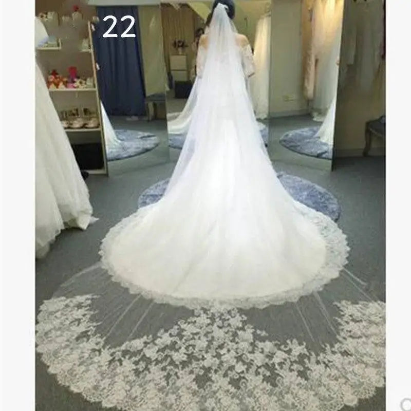 Long Lace Wedding Veil Meters Wide Style