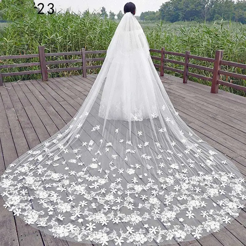 Long Lace Wedding Veil Meters Wide Style