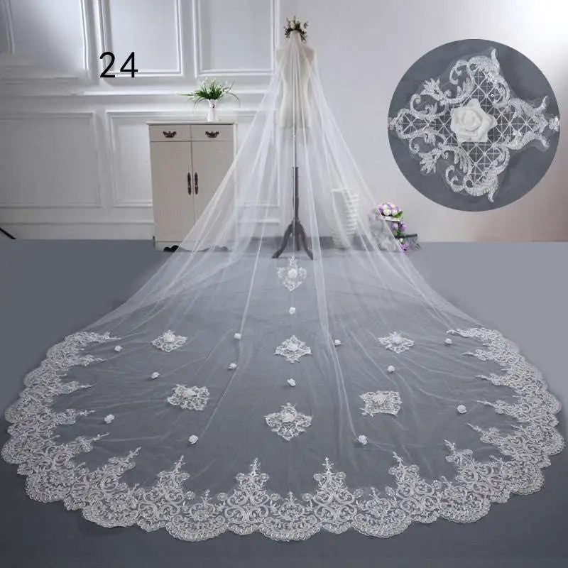 Long Lace Wedding Veil Meters Wide Style