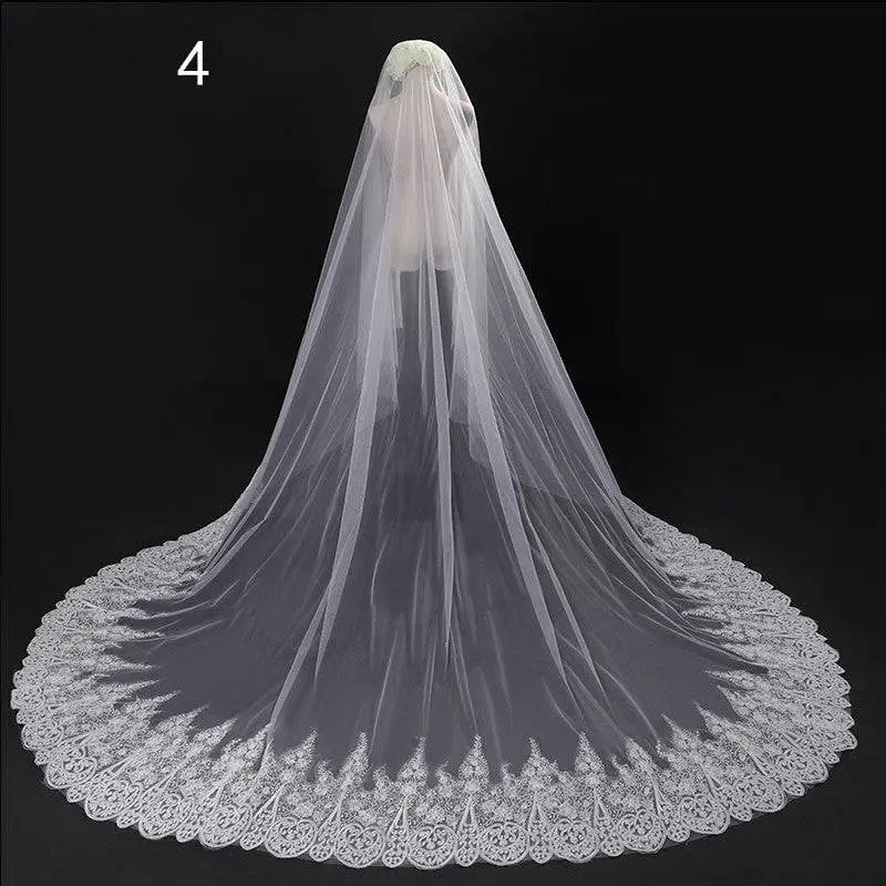 Long Lace Wedding Veil Meters Wide Style