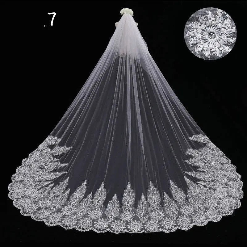 Long Lace Wedding Veil Meters Wide Style