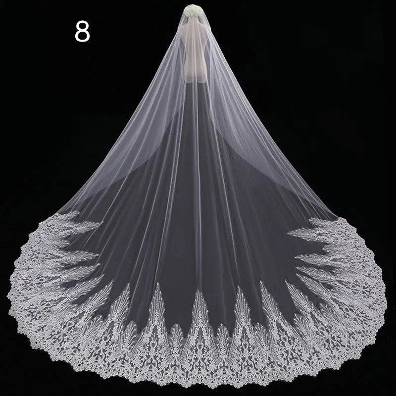 Long Lace Wedding Veil Meters Wide Style