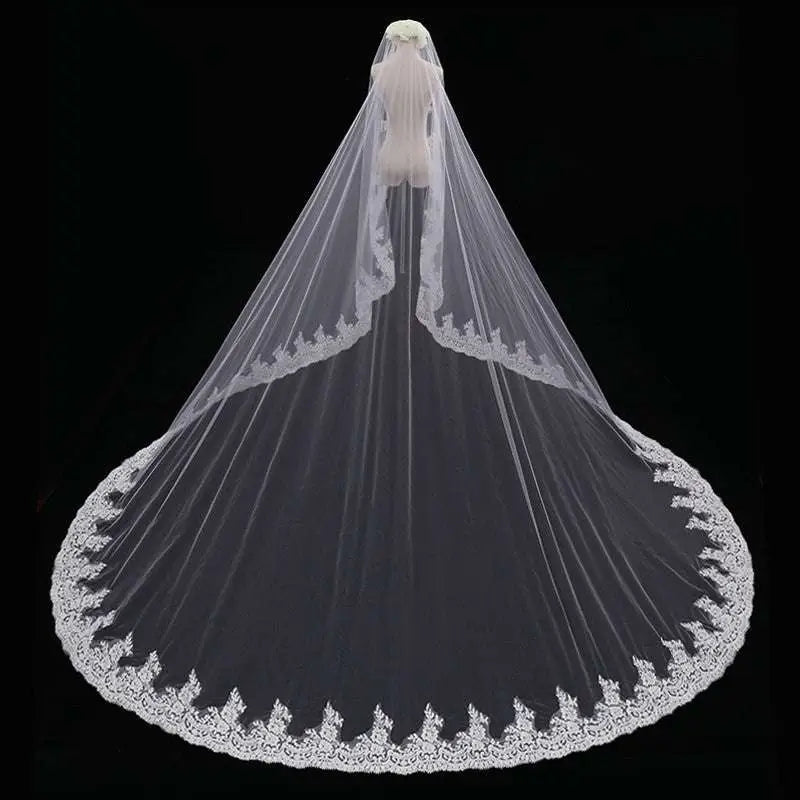 Long Lace Wedding Veil Meters Wide Style